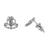 0.6ct Round Cut VVS1D Diamond Unique Design Stud Earrings 14k White Gold Finish