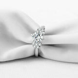 2ct Round Diamond Engagement Ring Solitaire Cluster Accent 14k White Gold Finish