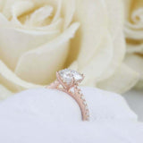 2.1ct Round Cut Diamond Engagement Ring Accents Solitaire 14k Rose Gold Finish