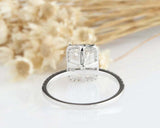 1.5ct Emerald Cut Diamond Engagement Ring Round Accent Halo 14k WhiteGold Finish