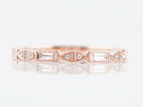 0.2ct Baguette Cut Diamond Wedding Band Milgrain Half Eternity 14k RoseGold Over