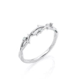 0.2ct Round Cut VVS1 Diamond Engagement Ring Floral Branch 14k White Gold Finish