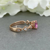 1ct Round Cut Pink Sapphire Accents Solitaire Engagement Ring 14k Rose Gold Over