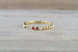 0.5ct Round Cut Pink Ruby Wedding Band 14k Yellow Gold Over Open Bezel Stackable