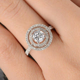 2ct Round Cut Diamond Engagement Ring 14k White Gold Finish Cocktail Double Halo