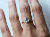 1ct Engagement Ring Pear Cut Blue Aquamarine Solitaire 14k Yellow Gold Finish