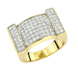 7Ct Round Cut Diamond Iced Cluster Men Engagement Ring 14K Yellow Gold Finish