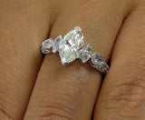 4Ct Marquise Cut Diamond Milgrain Art Deco Engagement Ring 14K White Gold Finish