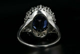 4.5ct Oval Cut Blue Sapphire Cocktail Wedding Engagement Ring 14k WhiteGold Over