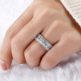 4Ct Princess Cut Diamond Channel Set Iced Wedding Band Ring 14K White Gold Over