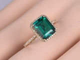 1.2ct Emerald Cut Green Emerald Solitaire Engagement Ring 14k Rose Gold Finish