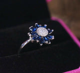 2.3ct Marquise Cut Blue Sapphire Engagement Ring 14k White Gold Finish Solitaire