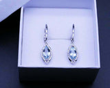 2ct Marquise Cut Blue Aquamarine Stylish Tear Drop Earrings 14k WhiteGold Finish