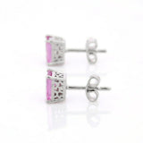 1.67ct Stud Earrings Emerald Cut Pink Sapphire Solitaire 14k White Gold Finish