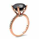 4Ct Round Black Diamond Hidden Halo Solitaire Engagement Ring 14K Rose Gold Over