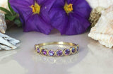 1.2ct Wedding Band Round Purple Amethyst Milgrain Stackable 14k Yellow Gold Over