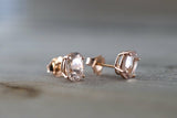 2ct Oval Cut Peach Morganite Push Back Stud Earrings 14k Rose Gold Finish