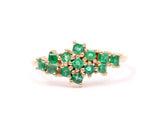 3ct Princess Cut Green Emerald Cluster Minimalist Ring 14k Yellow Gold Finish