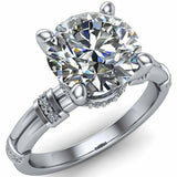 3.5ct Round Cut Diamond Stylish Solitaire Hidden Halo Ring 14k White Gold Finish