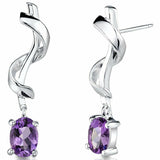 1.5Ct Oval Cut Purple Amethyst Stylish Trendy Drop Earring 14K White Gold Finish