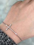 1.2ct Round Cut VVS1/D Diamond Cross Chain Design Bracelet 14k White Gold Finish