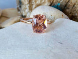 2.5ct Engagement Ring Cushion Cut Peach Morganite Solitaire 14k Rose Gold Finish