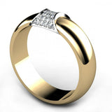 0.5ct Round Cut Diamond Dual Tone Mens Wedding Ring Band 14k Yellow Gold Finish