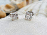 1.5ct Asscher Cut Simulated Diamond Solitaire Stud Earrings 14k WhiteGold Plated