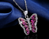 5ct Marquise Cut Pink Ruby Pendant Butterfly Design 14k White Gold Over NO CHAIN