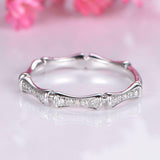 1.4ct Round Cut Diamond Bamboo Design Band Engagement Ring 14k White Gold Finish