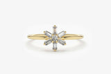 1.2ct Engagement Ring Baguette Cut Diamond Star Art Deco 14k Yellow Gold Finish