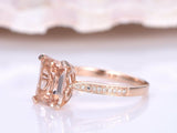 1.5ct Emerald Cut Peach Morganite Solitaire Engagement Ring 18k Rose Gold Finish