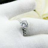 2ct Round Cut VVS1 Diamond Solitaire Bezel Set Accent Ring 14k White Gold Finish