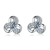 1.5ct Round Cut VVS1D Diamond Flower Design Stud Earrings 14k White Gold Finish