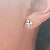 1ct Marquise Cut VVS1 Diamond Butterfly Design Stud Earrings 14k RoseGold Finish