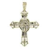 3Ct Round Cut DVVS1 Diamond Jesus Cross Pendant 14K Yellow Gold Finish NO CHAIN