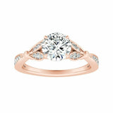 3Ct Round Cut DVVS1 Diamond Nature Inspired Engagement Ring 14K Rose Gold Finish