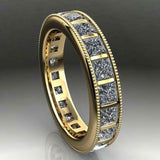 Milgrain Full Eternity Wedding Band 3.6ct Princess Diamond 14k Yellow Gold Over