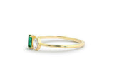 0.7ct Baguette Cut Green Emerald Open Cuff Stackable Ring 14k Yellow Gold Finish