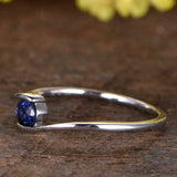 1ct Round Blue Sapphire Engagement Ring Twist Swirl Solitaire 14k WhiteGold Over