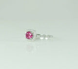 1ct Round Cut Pink Sapphire Engagement Ring 14k White Gold Finish Halo Solitaire