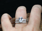 4ct Oval Cut Diamond Bridal Set Bamboo Style Engagement Ring 14k White Gold Over