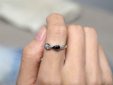 1.2ct Engagement Ring Pear Cut White & Black Diamond Infinity 14k WhiteGold Over