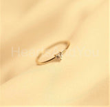 0.1ct Heart Simulated Diamond Minimalist Engagement Ring 14k Yellow Gold Plated