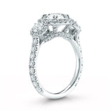 2.6ct Round Cut VVS1D Diamond Engagement Ring 14k White Gold Finish Halo Trilogy