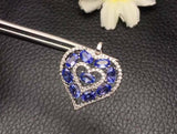 2.3ct Tanzanite Pendant Oval Cut Heart Cocktail 14k White Gold Finish NO CHAIN