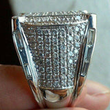 3ct Round Brilliant Cut Trendy Iced Diamond Engagement Wedding Ring Band for Men