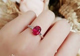 2.5ct Oval Cut Pink Ruby Engagement Ring 14k White Gold Finish Solitaire Promise