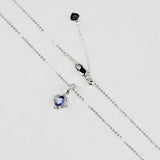 0.6ct Oval Cut Blue Sapphire Diamond Style Pendant with Chain 14k WhiteGold Over