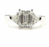 5Ct Emerald Cut Diamond Solitaire Ring 18K White Gold Finish Calf Head Accents